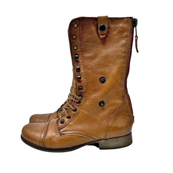Steve Madden Camarro Leather Combat Boots Foldover Southwest Brown Size 8 - Picture 6 of 11